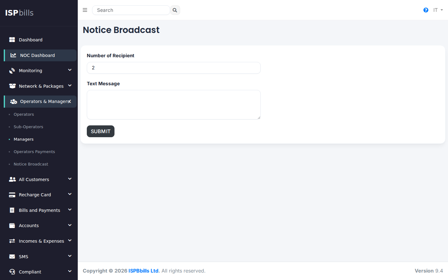 Notice broadcast