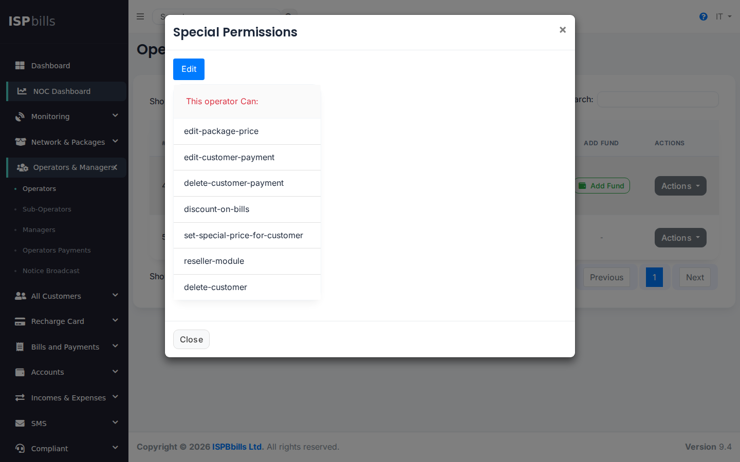 Manager permissions